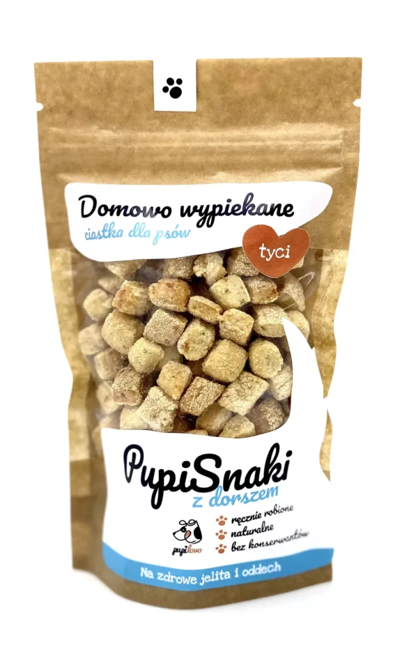Pupilovo PupiSnaki Tyci z dorszem "Zdrowe jelita i oddech" 100g